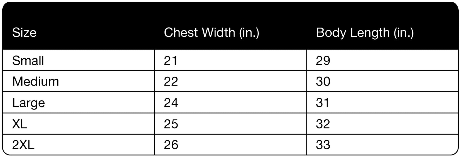 Size chart