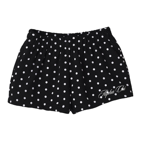 Spotted Essential Embroidered Sorority Black Shorts