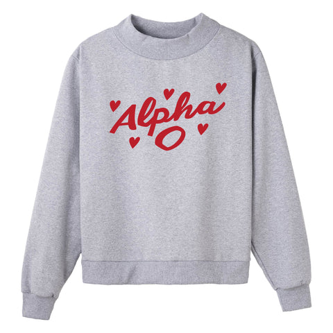 Heartbeat Gray Sorority Mock Neck