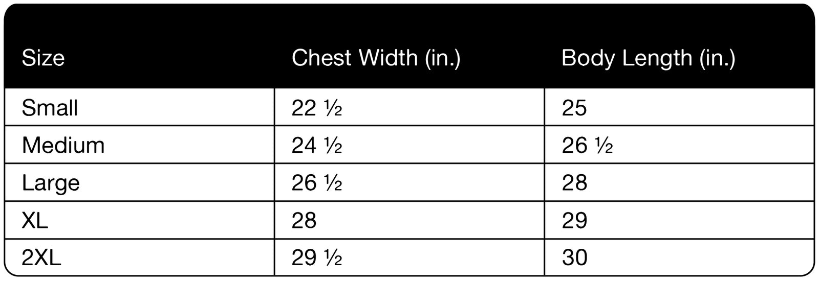 Size chart