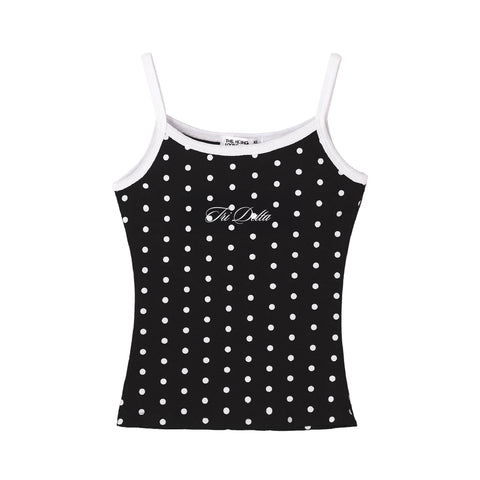 Spotted Essential Embroidered Sorority Black Tank