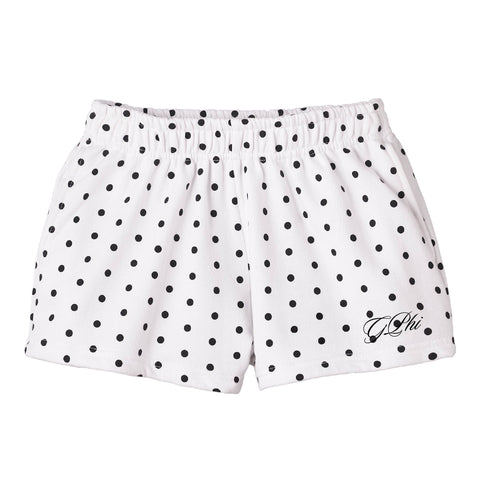 Spotted Essential Embroidered Sorority White Shorts