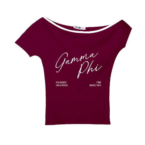 Crimson Script Bordeaux Sorority Marina Top