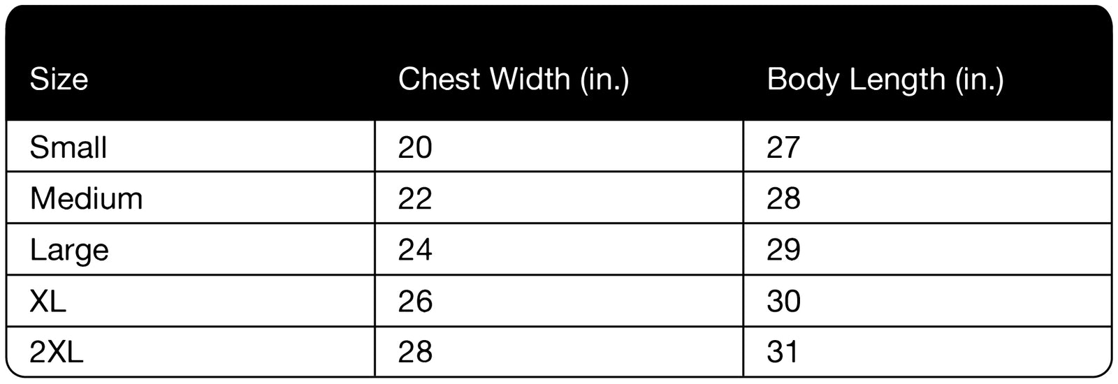 Size chart