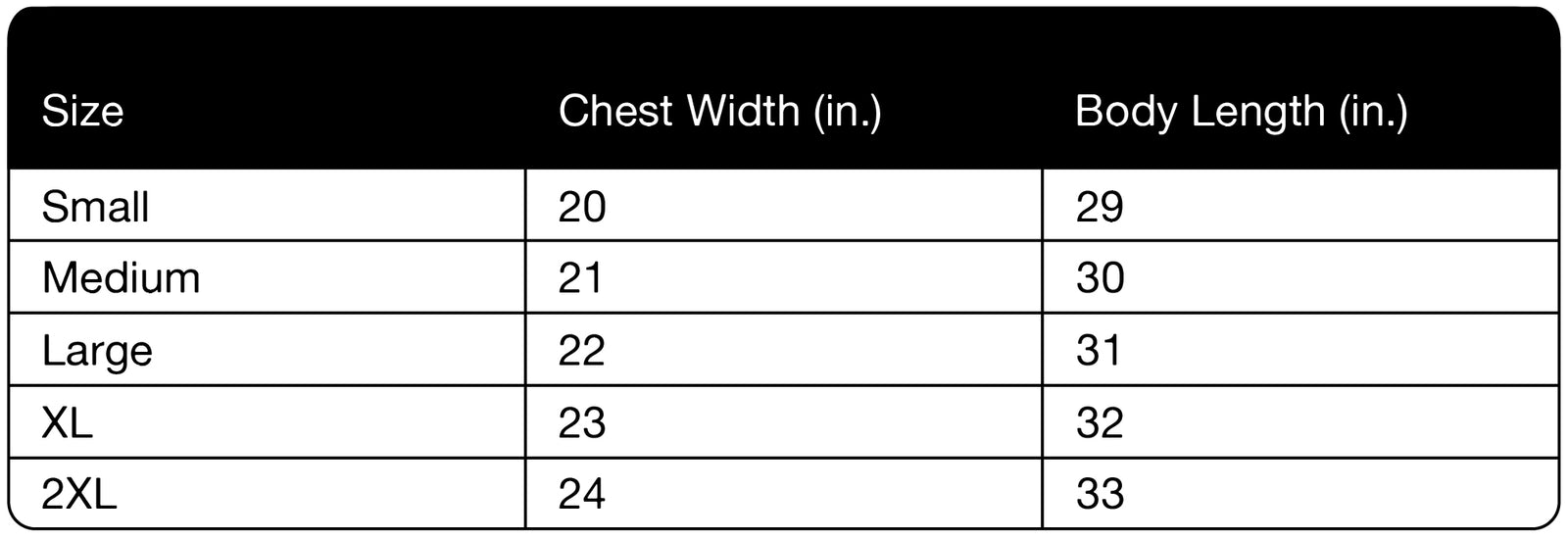 Size chart