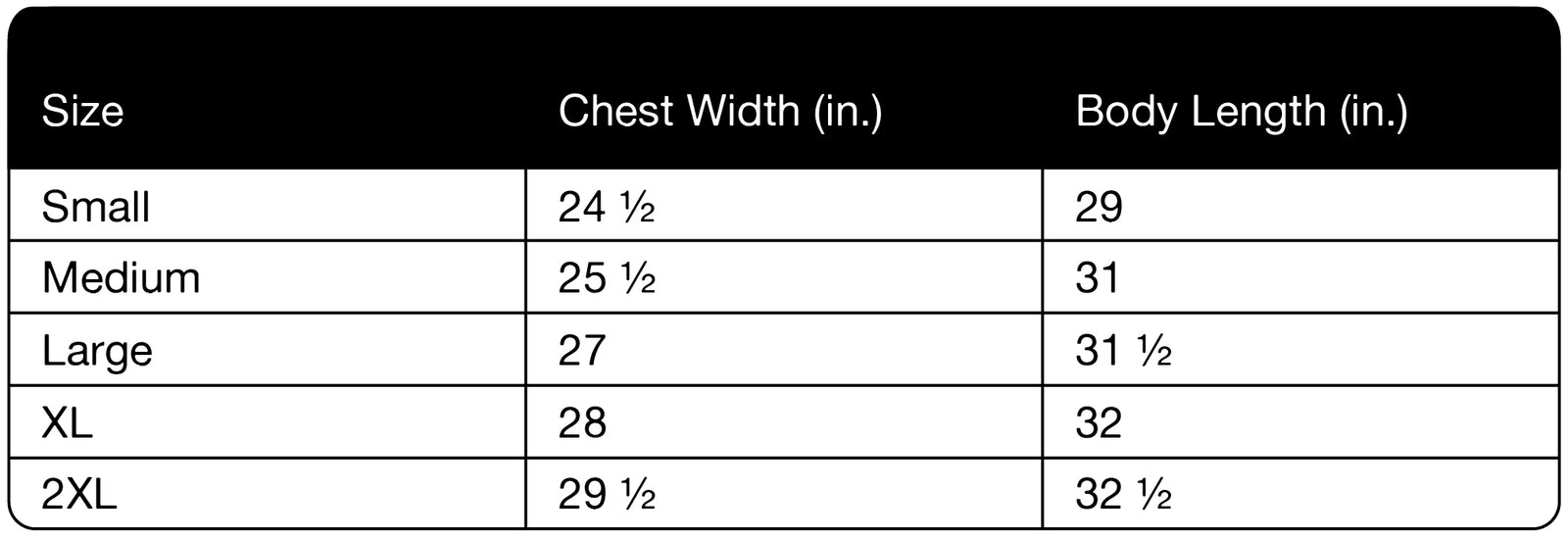 Size chart