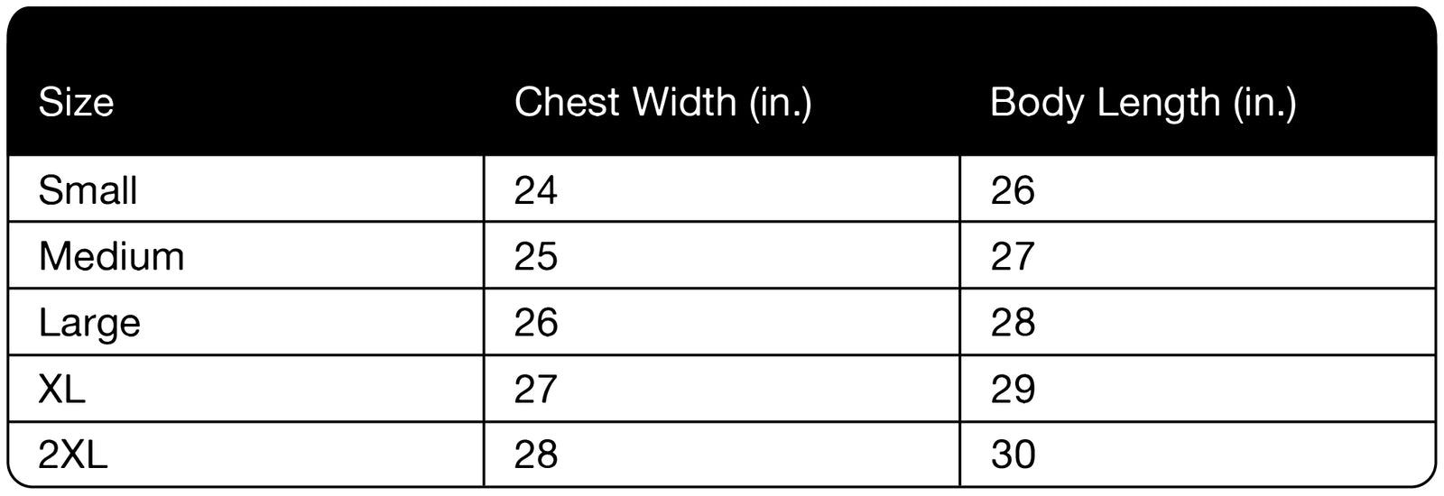 Size chart