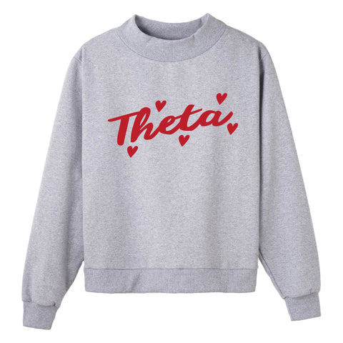 Heartbeat Gray Sorority Mock Neck
