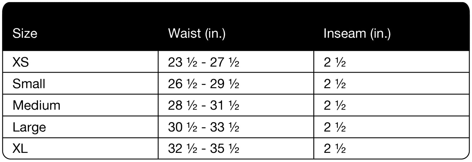 Size chart