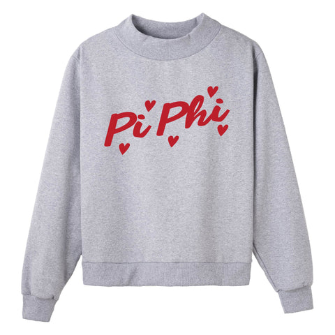 Heartbeat Gray Sorority Mock Neck