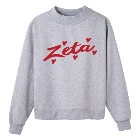 Heartbeat Gray Sorority Mock Neck