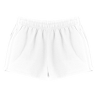 Thalia Shorts, custom mid-rise fleece sweat shorts with white side stripes, in Opal White color