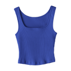 Amelia Tank, custom cropped fitted tank top with square neck in Lazuli Lover color