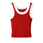 Victoria Tank, custom cropped lace tank top in cherry whisper color